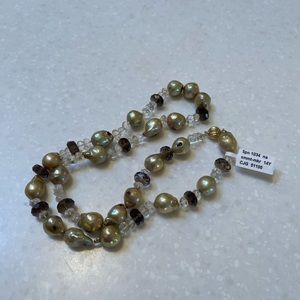 One of a kind fresh water baroque pearls with Smokey topaz and citrines.